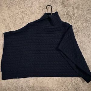 Anthropologie poncho, navy wool, asymmetrical style